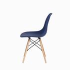 Kit 4 Cadeiras Charles Eames Eiffel Azul Marinho Base Madeira