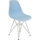 Kit 4 Cadeiras Charles Eames Eiffel Base Metal Cromado Azul C