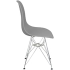 Kit 4 Cadeiras Charles Eames Eiffel Base Metal Cromado Cinza