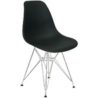 Kit 4 Cadeiras Charles Eames Eiffel Base Metal Cromado Preta