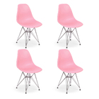 Kit 4 Cadeiras Charles Eames Eiffel Base Metal Rosa