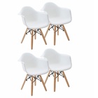 Kit 4 Cadeiras Charles Eames Eiffel Com Braço Preta Branca Be