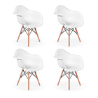 Kit 4 Cadeiras Charles Eames Eiffel Com Braços Base Madeira B