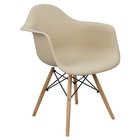 Kit 4 Cadeiras Charles Eames Eiffel Design Wood Com Braço Bege