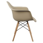 Kit 4 Cadeiras Charles Eames Eiffel Design Wood Com Braço Bege