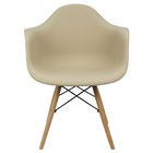 Kit 4 Cadeiras Charles Eames Eiffel Design Wood Com Braço Bege