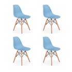 Kit 4 Cadeiras Charles Eames Eiffel Dkr Wood Design Azul Claro