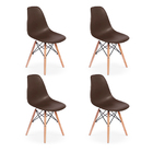 Kit 4 Cadeiras Charles Eames Eiffel Dkr Wood Design Marrom
