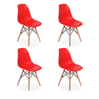 Kit 4 Cadeiras Charles Eames Eiffel Dkr Wood Design Vermelha