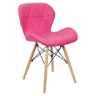 Kit 4 Cadeiras Charles Eames Eiffel Slim Wood Estofada - Rosa