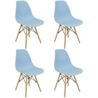 Kit 4 Cadeiras Charles Eames Eiffel Wood Design - Azul Claro