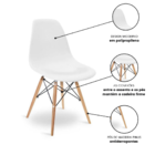 Kit 4 Cadeiras Charles Eames Eiffel Wood Design Branca