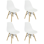 Kit 4 Cadeiras Charles Eames Eiffel Wood Design - Branca