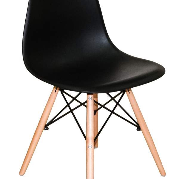 Kit 4 Cadeiras Charles Eames Eiffel Wood Design Jantar Preta