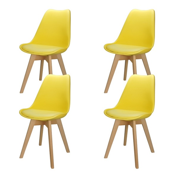 Kit 4 Cadeiras Charles Eames Leda Luisa Saarinen Design Wood