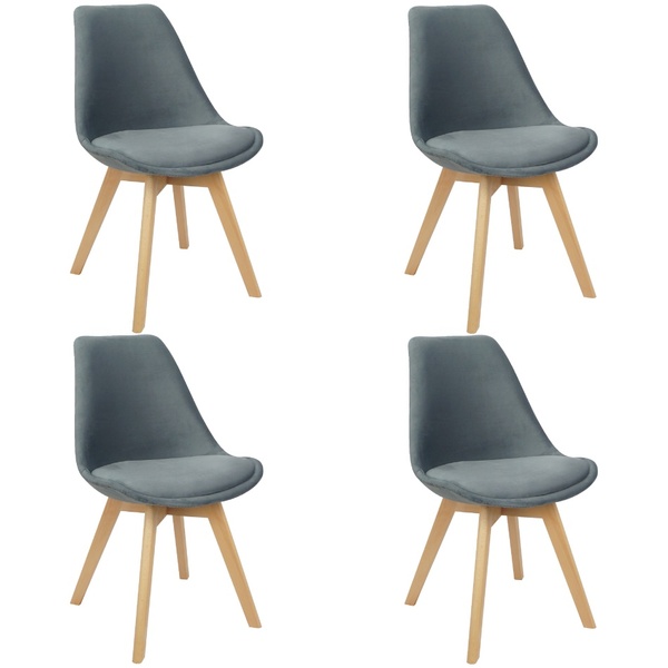 Kit 4 Cadeiras Charles Eames Leda Veludo Luisa Saarinen Estof