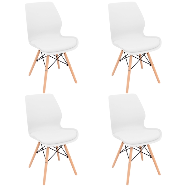 Kit 4 Cadeiras Charles Eames Rubi Sili Eiffel - Branco