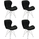 Kit 4 Cadeiras Charles Eames Slim Eiffel Base Metal Cromado -