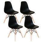 Kit 4 Cadeiras Charles Eames Wood Design Eiffel Preta Premium
