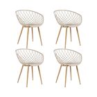 Kit 4 Cadeiras Clarice Nest Wood Com Apoio De Braço - Bege