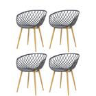 Kit 4 Cadeiras Clarice Rivatti Polipropileno Preto Base Metal