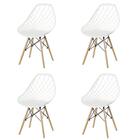 Kit 4 Cadeiras Cloe Kaila Polipropileno Branco Base Madeira