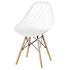 Kit 4 Cadeiras Cloe Kaila Polipropileno Branco Base Madeira