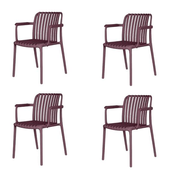 Kit 4 Cadeiras com Braço Empilhável Inmetro Tulum Fratini Pol