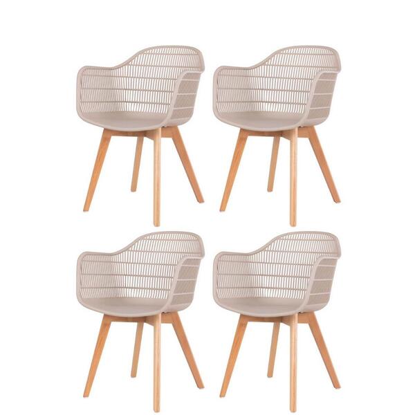 Kit 4 Cadeiras Com Braços Agnes Rivatti Polipropileno Nude Ba