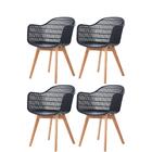 Kit 4 Cadeiras Com Braços Agnes Rivatti Polipropileno Preto B