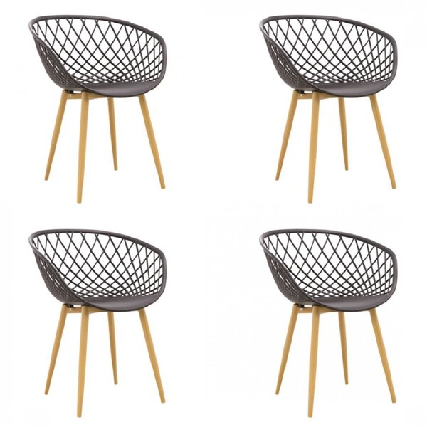 Kit 4 Cadeiras Com Braços Clarice  Preto
