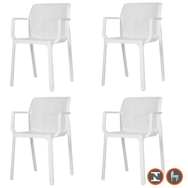 Kit 4 Cadeiras Com Braços Empilhavel Inmetro Sardenha Vega Fr