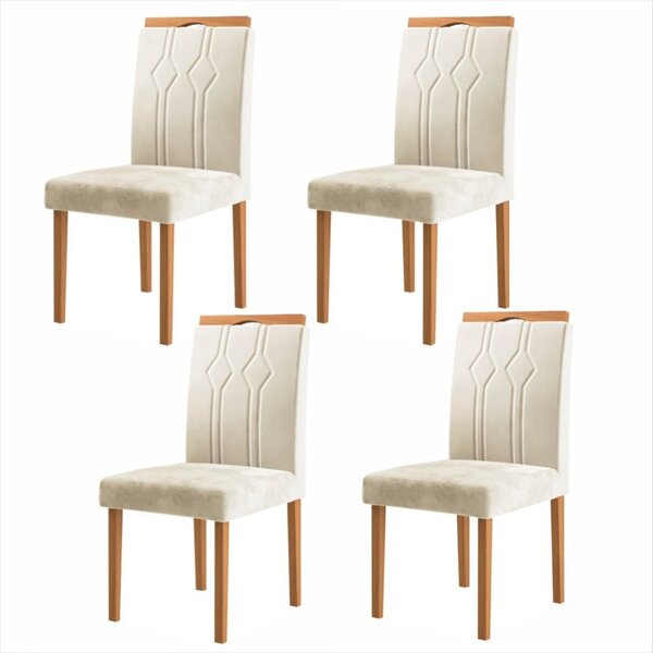 Kit 4 Cadeiras Com Puxador 01  Marfim/mel