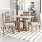 Kit 4 Cadeiras Com Puxador 01  Marfim/mel