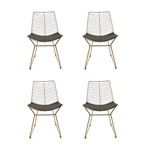 Kit 4 Cadeiras Cozinha Bertoia Retrô Cor Dourado Fosco Assent
