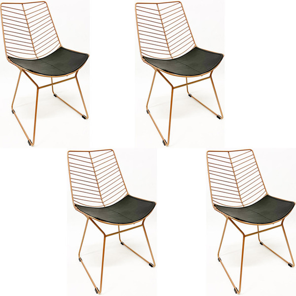 Kit 4 Cadeiras Cozinha Bertoia Retrô Cor Rosé Fosco Assento P