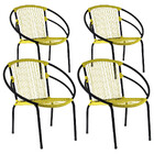 Kit 4 Cadeiras De Área Eclipse De Aço E Fibra Sintética