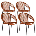 Kit 4 Cadeiras De Área Eclipse Em Aço E Corda Náutica