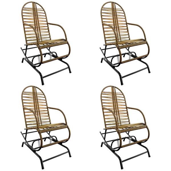 Kit 4 Cadeiras De Balanço Adulta Fio Duplo Marrom E Ouro