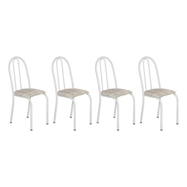 Kit 4 Cadeiras De Cozinha Califórnia Estampado Rattan Bege Pé