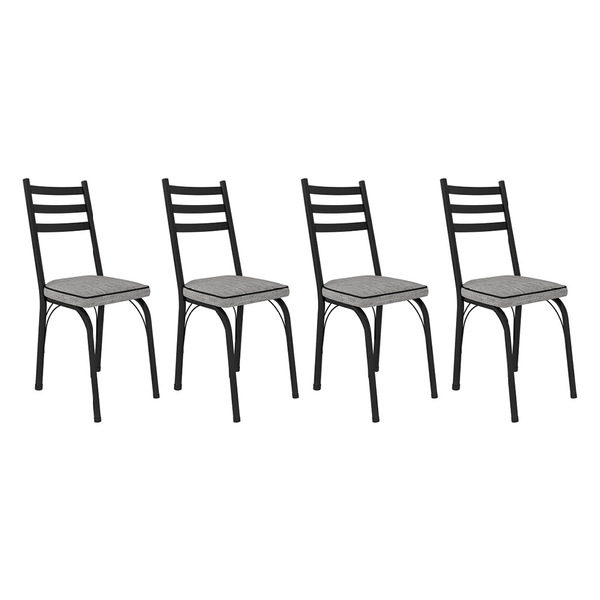 Kit 4 Cadeiras De Cozinha Luisiana Estampado Grafiato Pés De