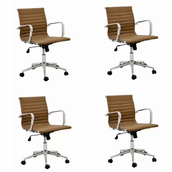 Kit 4 Cadeiras De Escritório Diretor Esteirinha Em Corino Sev
