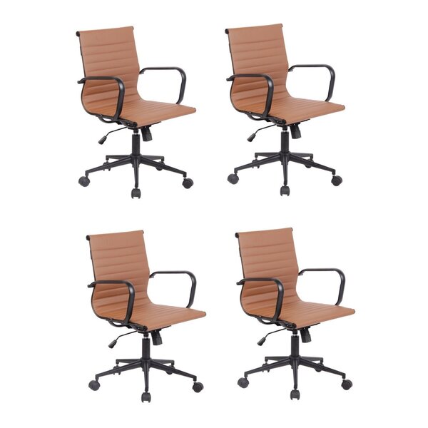 Kit 4 Cadeiras De Escritório Diretor Esteirinha Em Corino Sev