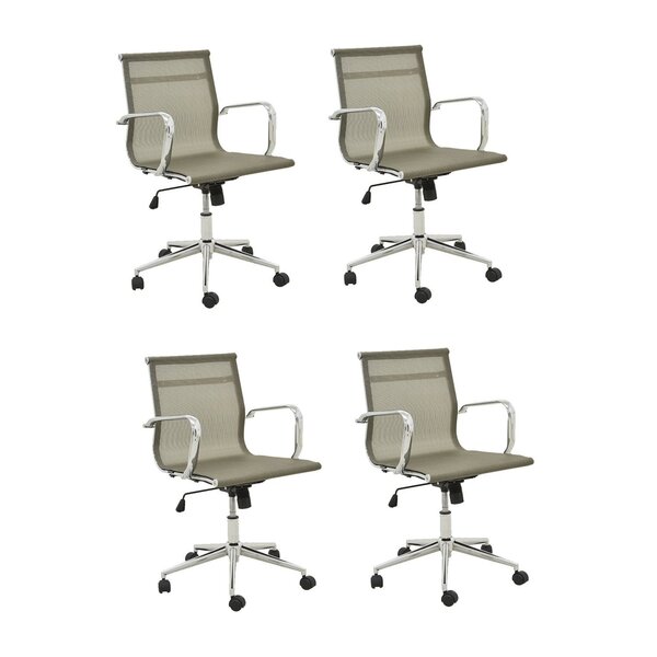 Kit 4 Cadeiras De Escritório Diretor Esteirinha Em Tela Mesh
