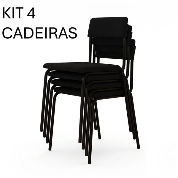 Kit 4 Cadeiras De Escritório Empilhável Hotelaria Hospita...