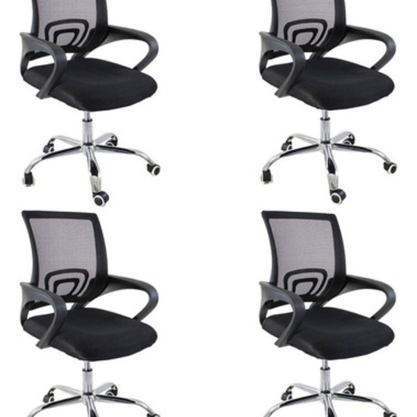 Kit 4 Cadeiras De Escritório Oficial Begônia Tela Mesh Ergonô
