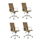 Kit 4 Cadeiras De Escritório Presidente Esteirinha Em Corino