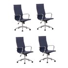 Kit 4 Cadeiras De Escritório Presidente Esteirinha Em Corino