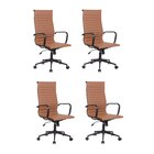 Kit 4 Cadeiras De Escritório Presidente Esteirinha Em Corino