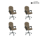 Kit 4 Cadeiras De Escritório Presidente Reclinável Ajustável
